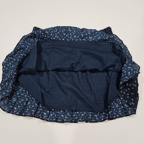 Madewell Womens Smock Waist Ruffle‎ Mini Skirt Size XL Navy Blue Floral Pull On - Picture 3 of 9